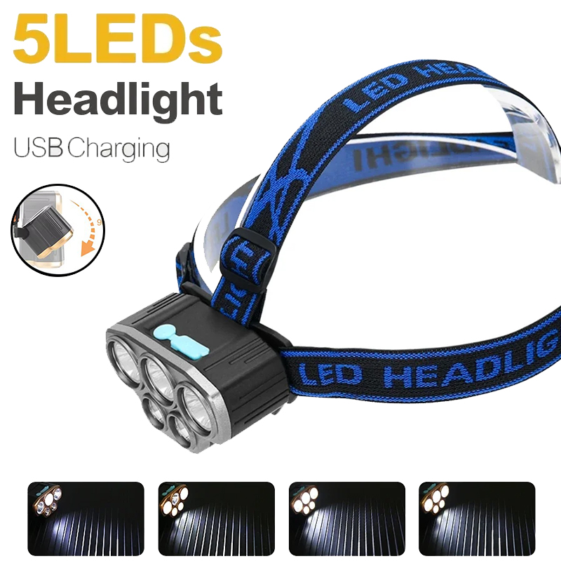 Rechargeable 5 LED Headlight U - Running Headlamp recension och pris